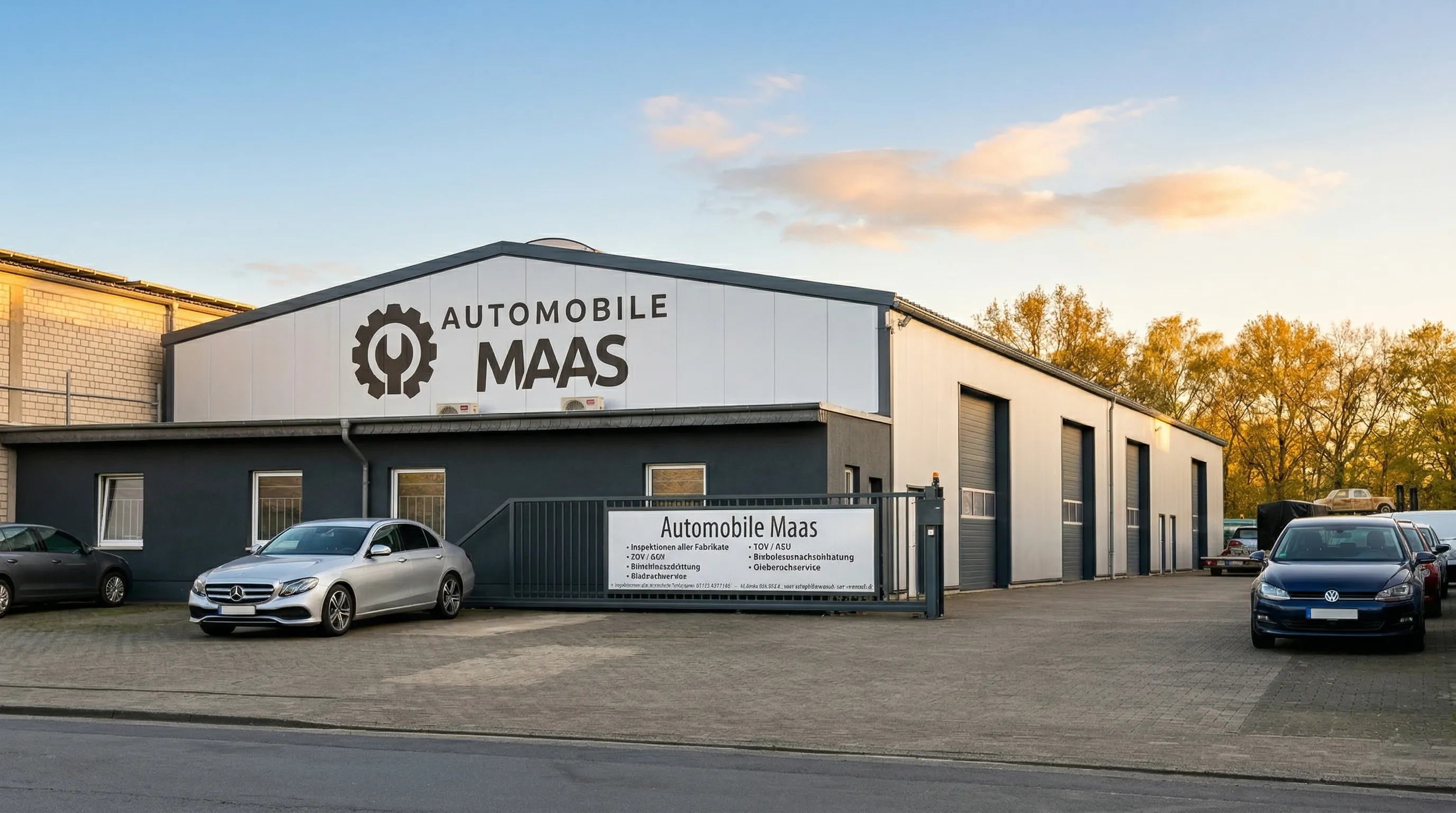 Außenansicht der Werkstatt Automobile Maas in Grefrath